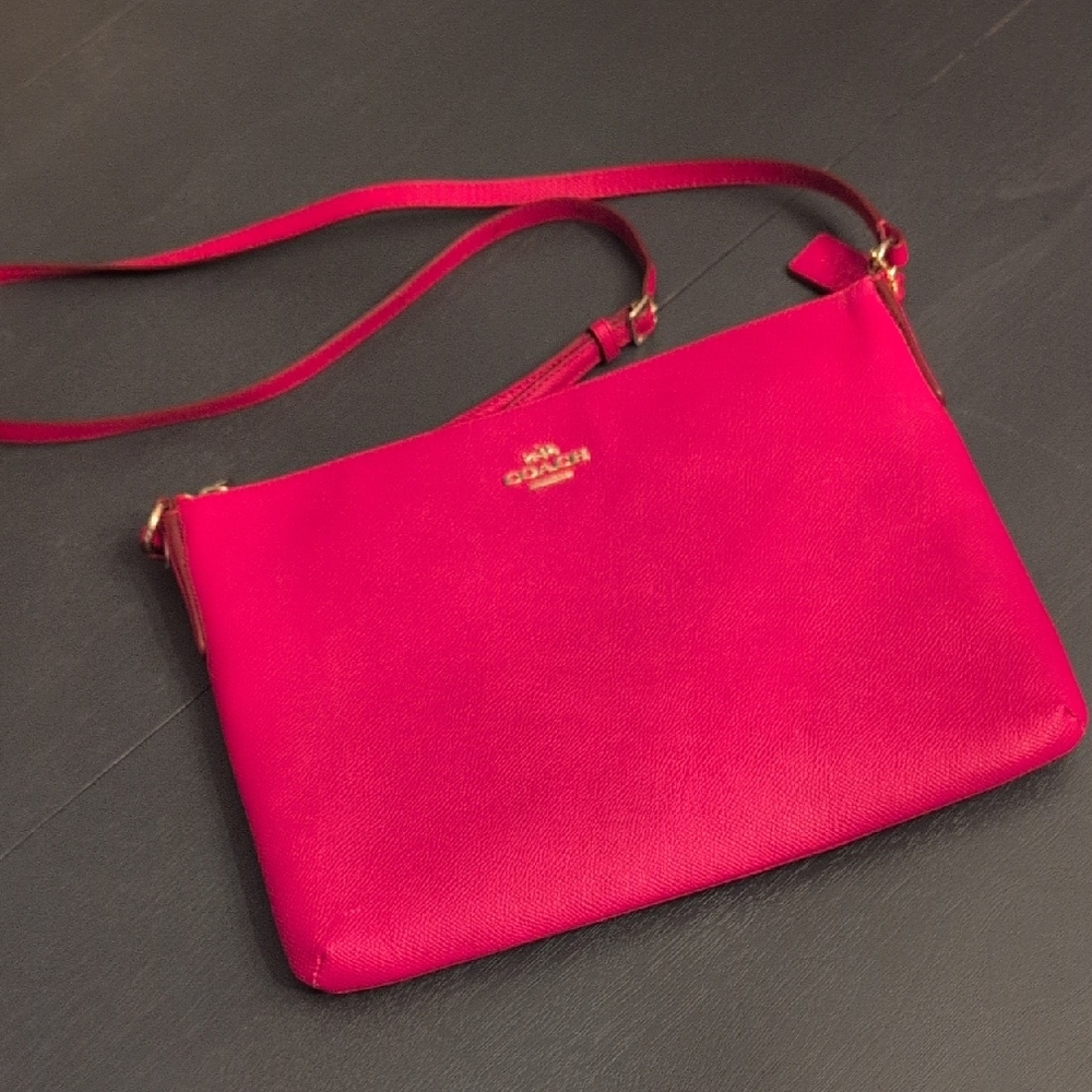 Coach Pink Leather Crossbody Bag with Gold Hardware